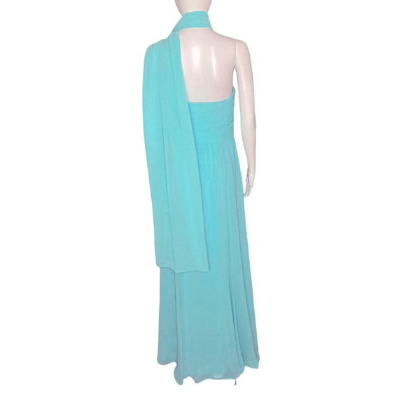 NWT Lauren Ralph Lauren Evening Turquoise Strapless Chiffon A-Line Gown - Sz 8 - Picture 7 of 14